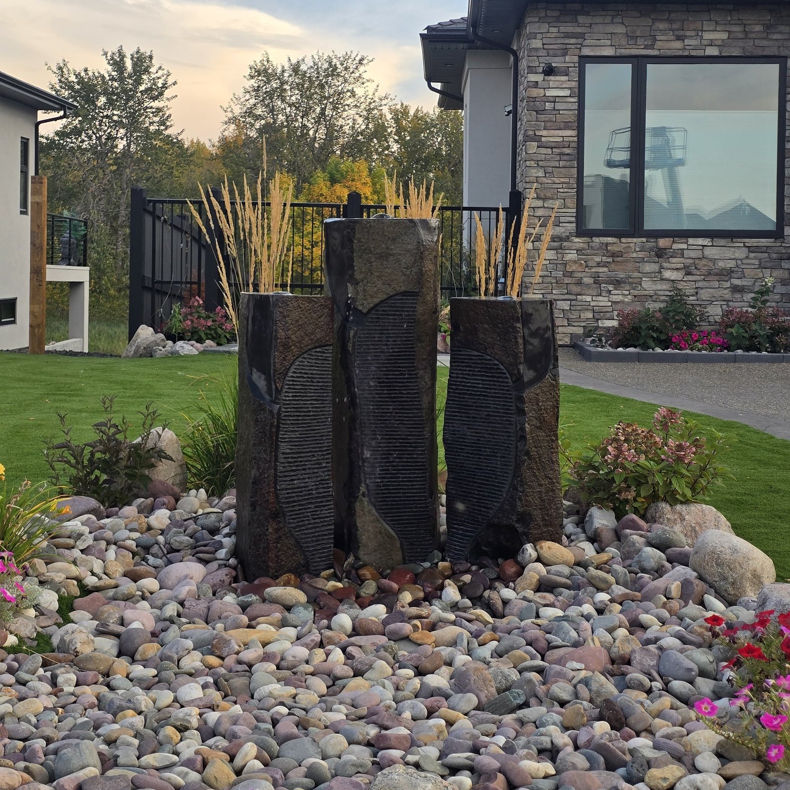 Rockscape with fountain and columns — Edmonton